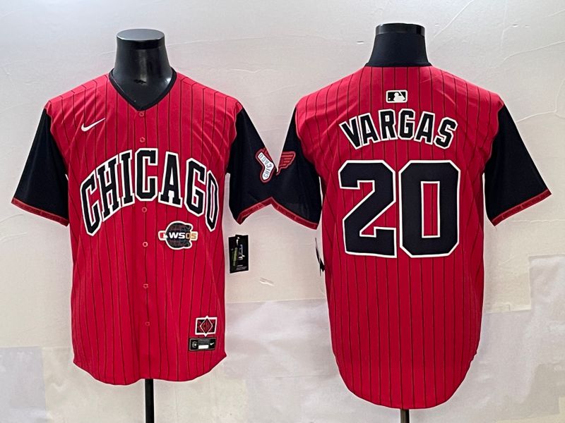 Men 2025 Chicago White Sox #20 Vargas Red Stripe Joint Name Nike MLB Jersey style 6
